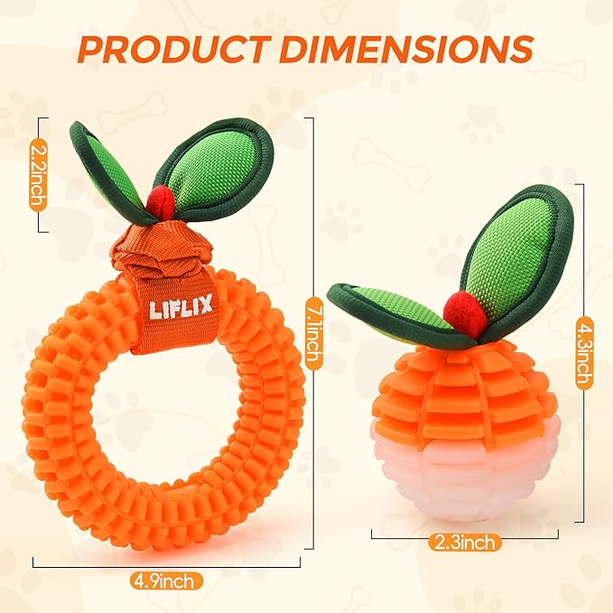 2-Pack Dog Teeth Cleaning Toys, Durable TPU Bite and Brush Dog Toys for Small and Medium Dogs, Dental Puppy Teething Toys