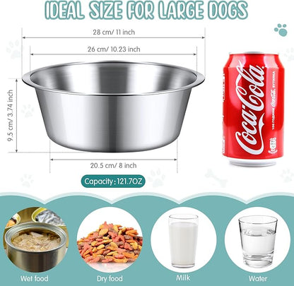 Yahenda 6 Pcs Stainless Steel Metal Dog Bowls Bulk Replacement Basic Thickened Pet Bowls for Small Medium Large Dogs, Dishwasher Safe(11 Inch)