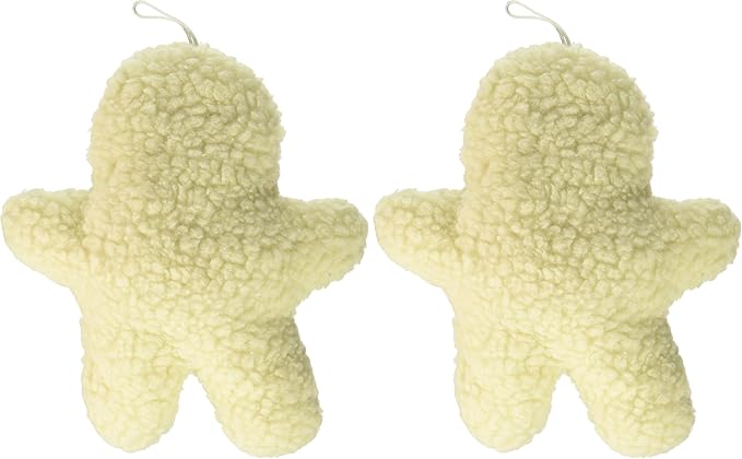 Boss Pet Products 08805 Digger's Fleece Plush Characters Cuddly Gingerbread Shape Dog Toy with Squeaker, White/Cream (Pack of 2)