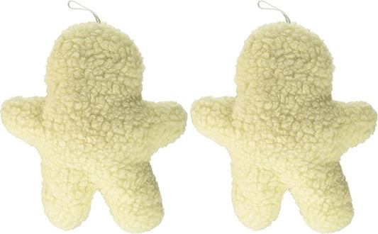 Boss Pet Products 08805 Digger's Fleece Plush Characters Cuddly Gingerbread Shape Dog Toy with Squeaker, White/Cream (Pack of 2)