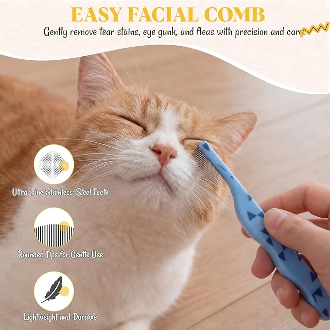 Pet Eye Comb Bulk Stainless Steel Facial Comb for Dogs Cats Gentle Tear Stain Remover Cat Grooming Kit