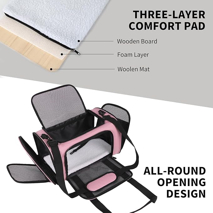 Cat Carriers Soft-Sided,Pet Carrier for Small Cats Dogs Puppies up to 1-15 LBS,TSA Airline Approved, (Medium,Pink)