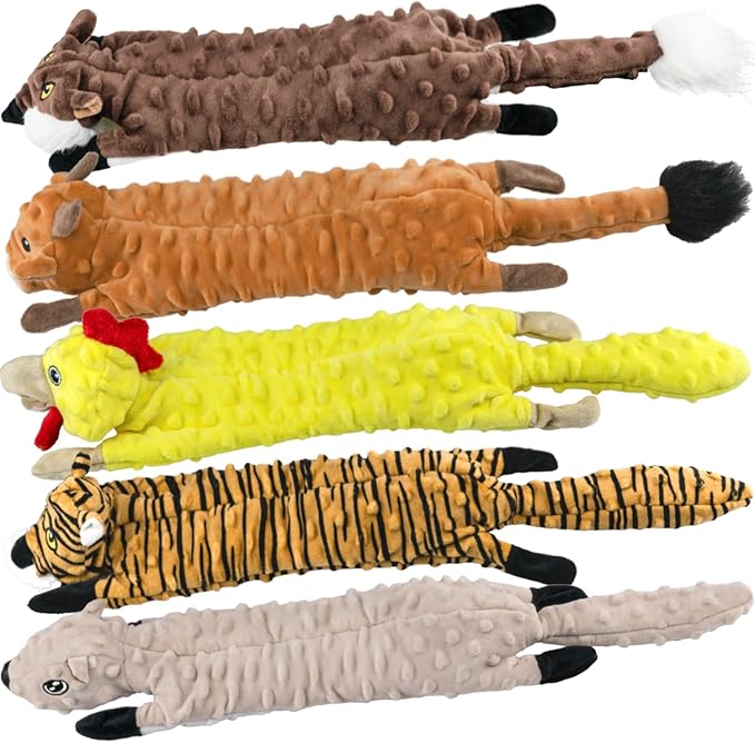 SHARLOVY Dog Squeaky Toys 5 Pack, Bubble Plush Puppy Teething Pet Toys, Crinkle No Stuffing Animals Dog Toy, Doggies Chew for Large Small Medium Breeds