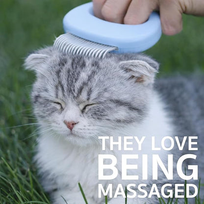 Pet Hair Removal Massage Shell Comb, Soft Deshedding & Dematting Grooming Brush for Dogs, Cats, Puppies & Rabbits – Removes Loose Fur & Mats, For Long & Short Hair (Blue)