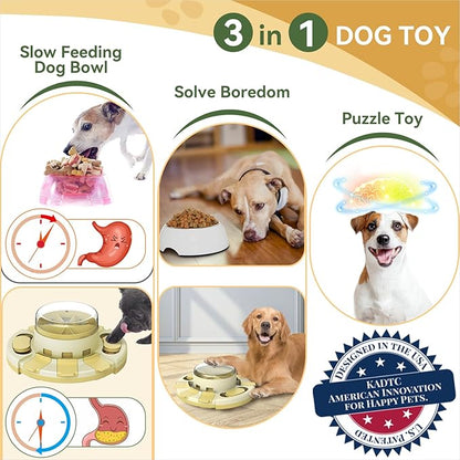 KADTC 2 Levels of Challenge - Dog Puzzle Feeder Toy U.S. Brand - Design Push-to-Release Treat Dispenser for Small Medium Large Dogs Boredom Buster Puppy Mental Stimulation Enrichment Puzzles Toys