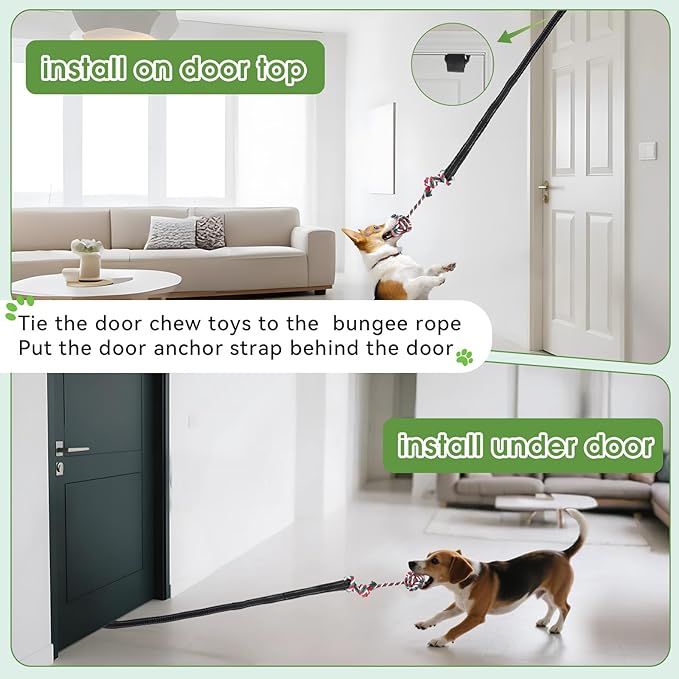 Bungee Tether Tug Outdoor Dog Toy with Stake,Tug of War Dog Toy for Aggressive Chewers to Keep Them Busy,Outdoor Interactive Dog Rope Toy for Medium/Small Dogs,Can Used On Lawns,Trees and Doors