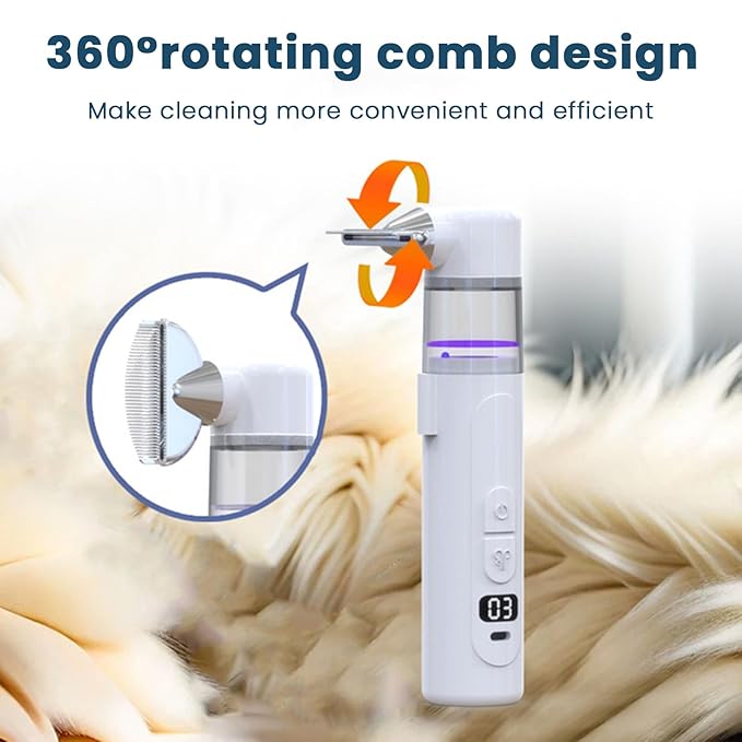 Electric Nit Comb, Electric Louse Comb Wireless Rechargeable, 2-in-1 Vacuum Nit Combs with Fine-toothed Design, Portable Flea Remover for Pets, Multifunctional Hair Treatment Tool