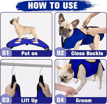 Pet Dog Grooming Hammock for Nail Trimming,Dog Restraint Hanging Harness for Nail Clipping,Dog Grooming Sling for Large Dogs with Nail Clippers/Nail File/Pet Comb,Claw Care(XXL for 90lb)