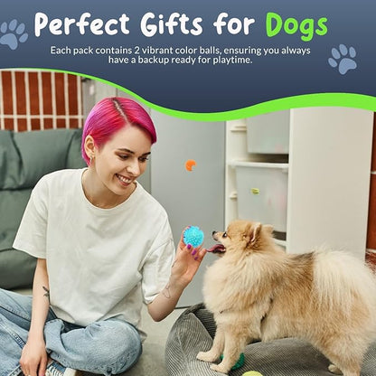 Spiky Dog Ball 1.8 Inch Squeaky Toy for Small Dogs Aggressive Chewers Puppy Teething Toys Dog Spike Ball for Training and Teeth Cleaning - 4 Pack