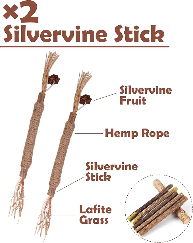 PET SHOW 12 Pack Catnip Toys for Indoor Cats Crinkle Toy Balls Natural Silvervine Sticks Interactive Catnip Fether Balls Cat Nip Mice&Fish Kitten Paw Lollipops Organic Chew Toys Kitty Teething Toy