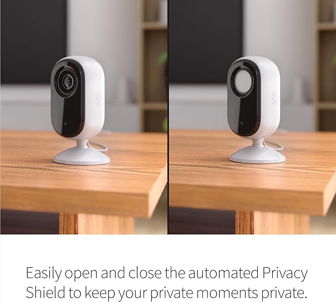Arlo Essential Security Camera HD | Indoor Only | 2nd Gen | Pet Camera & Baby Monitor | Wired, Automated Privacy Shield, 2-Way Audio, Night Vision, Live Stream, Motion Alerts,Notifications|White 1 Cam
