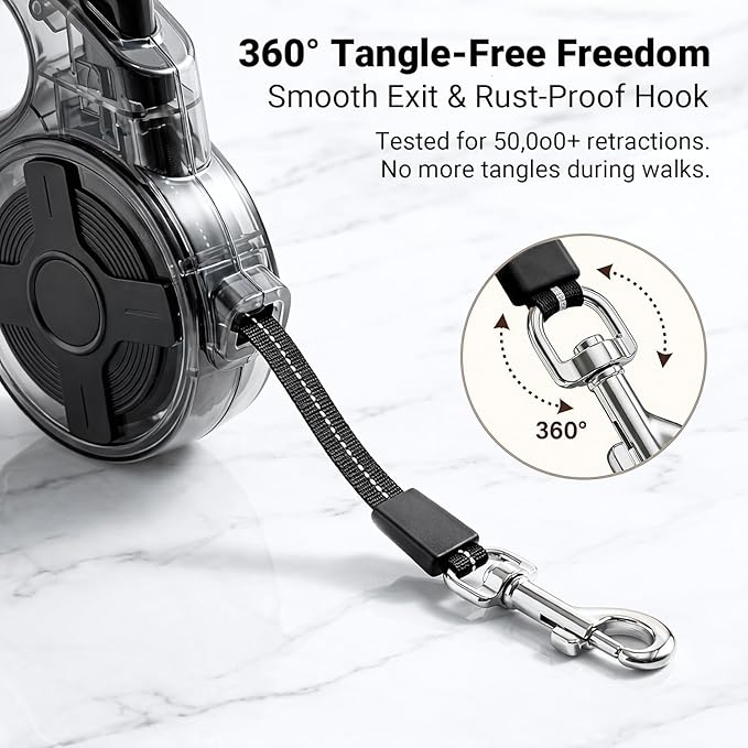 Retractable Dog Leash for Small Dogs, 13ft Reflective Retractable Leash with 360° Tangle-Free Design, Heavy Duty Nylon Tape Lead for Small to Medium Pets up to 50 lbs One-Handed Brake & Lock