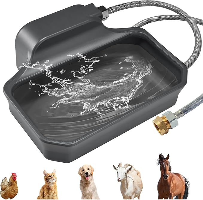 PETTEN Auto Fill Dog Water Bowl Dispenser Outdoor,Large Capacity(118oz/1Gal) Auto Dog Water Dispenser with 3/4" GHT Male Faucet Connector, Water Bowl Dispenser for Dog, Cat, Livestock(Gray)