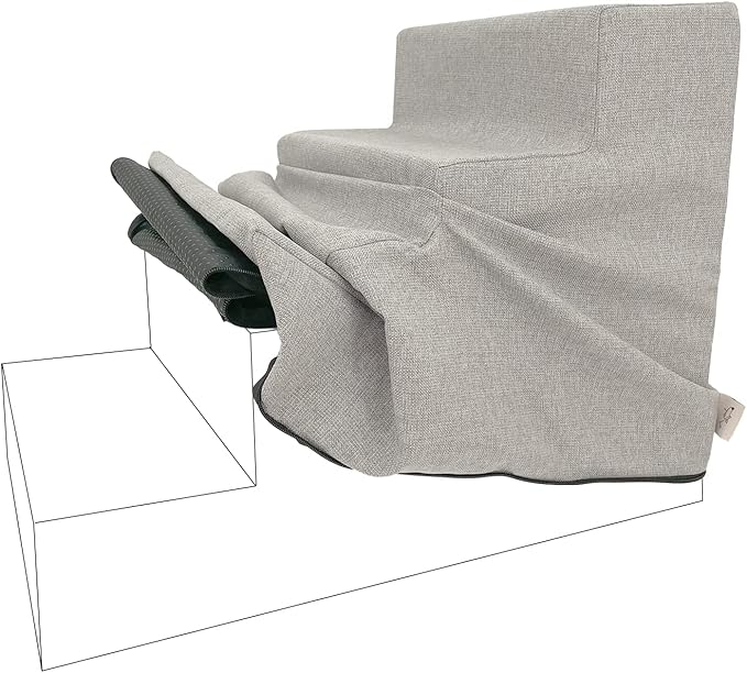 Best Pet Supplies Foam Pet Steps Cover for Small Dogs and Cats, Portable Ramp Stairs for Couch, Sofa, and High Bed Climbing (Cover Only) - Sand, 4-Step (H: 18") (Cover Only)