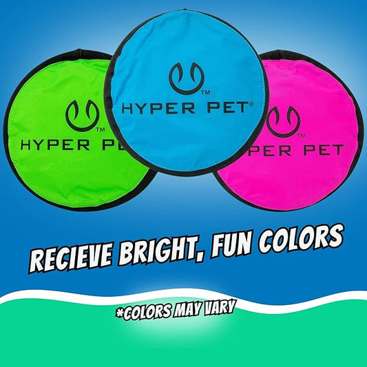 Hyper Pet Flippy Flopper Dog Frisbee Interactive Dog Toys [Flying Disc Fetch Toy Floats in Water & Safe on Teeth] (Colors Will Vary), Multicolor, 9"