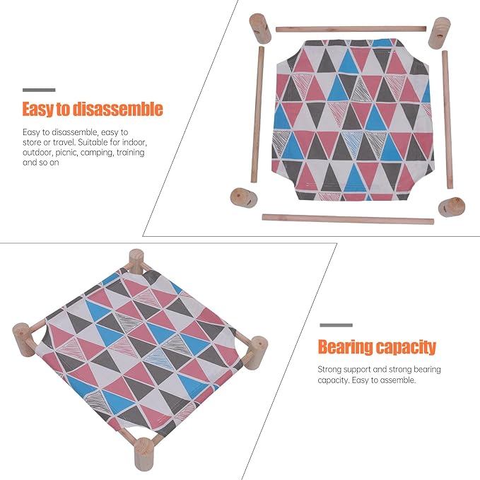Detachable Pink Geometric Cat Hammock Bed Moisture-Proof Portable Cat Sleeping Bed for Seasons Washable Pet Accessory for Indoor