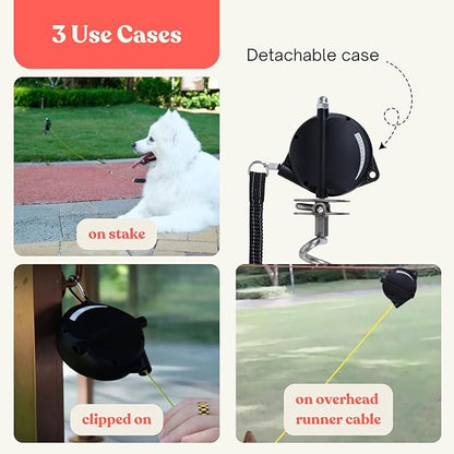 Heavy-Duty Retractable Dog Tie Out Cable: The Ultimate Dog Line for Outside – Super Strong Tie Out Retractable Cable for Dogs.