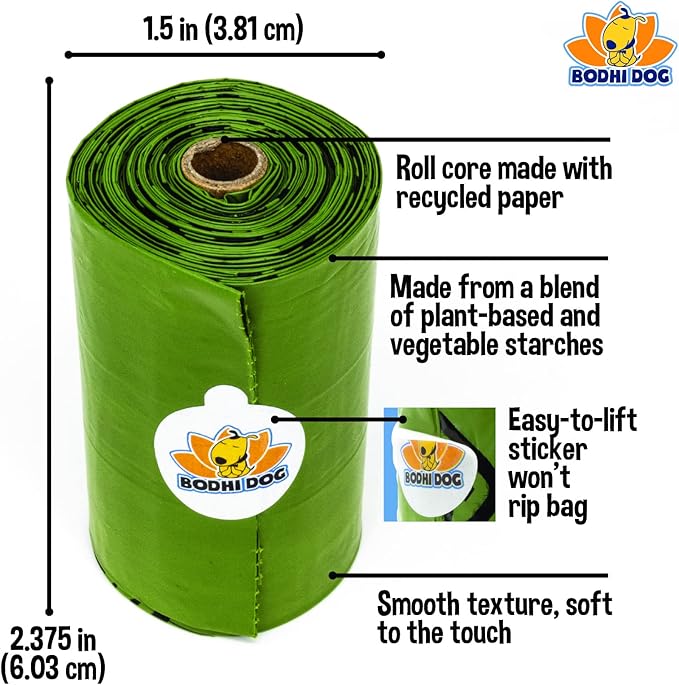 Bodhi Dog Pooper Scooper Bags with Core - 120 Thick Leak-Proof Pet Waste Bags, Fits Standard 6-Inch Scoops, Durable & Easy to Use for Dogs, Suitable for Pet Waste Cleanup