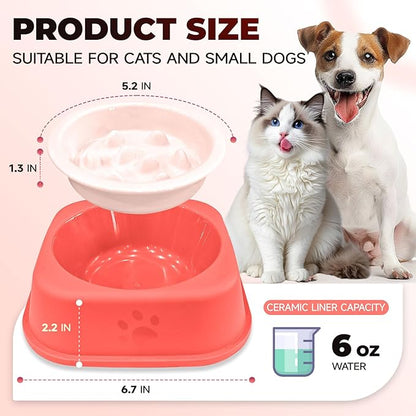 Slow Feeder Dog Bowls Ceramic Puppy Feeding Bowl for Small Dogs Cat Slow Feeder Bowl Protecting Cat and Dog Whiskers Preventing Choking with 2-in-1 Multifunctional Training Whistle