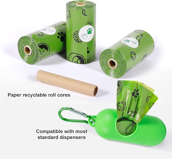 Dog Poop Bags Rolls 420 Counts: TVOOD Extra Thick Poop Bags for Dogs Leak-proof Scented Pet Waste Bags for Doggie Poo - with 2 Dispenser, Green