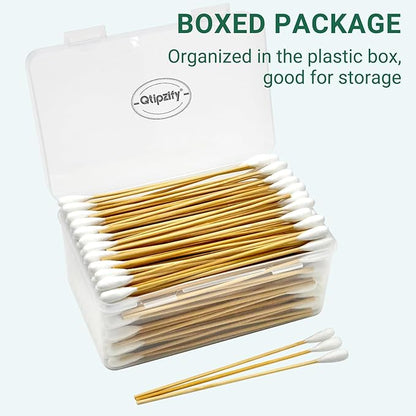 200PCS Large Cotton Swabs, Dog Cotton Swabs for Ears, 6" Long Dog Ear Swabs Large Size, Highly Absorbent Cotton Buds with Strong Bamboo Stick, Specially Designed for Dogs Cats Ear Cleaning, Pet Care