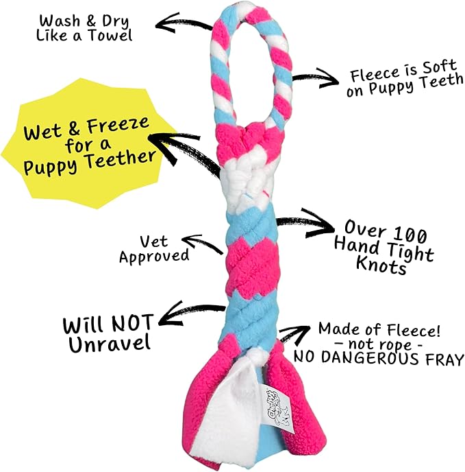 Chelsy's Toys Interactive Tug Toy for Dogs and Puppies, Mental Stimulation Toy, Slow-Play, Brain Exercise for Puppies & Seniors, Freeze forTeething Relief, Blue, Orange, Purple (Blue)