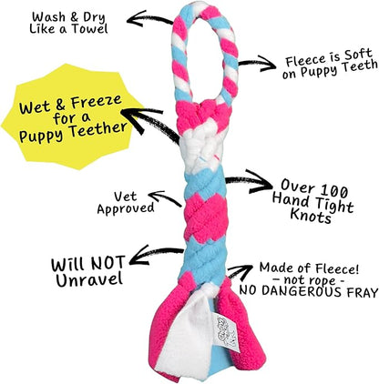 Chelsy's Toys Interactive Tug Toy for Dogs and Puppies, Mental Stimulation Toy, Slow-Play, Brain Exercise for Puppies & Seniors, Freeze forTeething Relief, Blue, Orange, Purple (Blue)