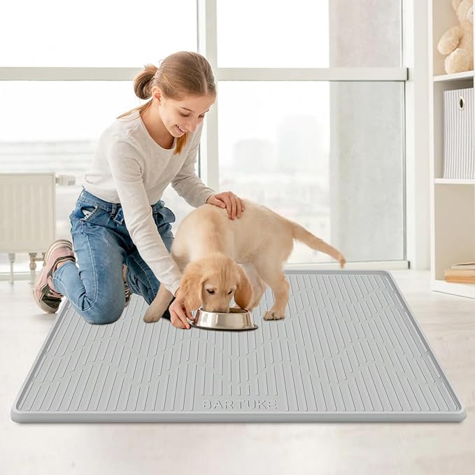 Dog Food Mat, 54" x 27.5" Extra Large Silicone Pet Feeding Mat with Raised Edge Silicone Mat for Food and Water Pet Placemat for Small, Medium, and Large Pets Non-Slip, Easy to Clean