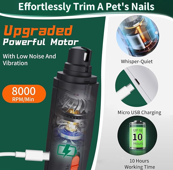 2-in-1 Cat Nail Clippers & Dog Nail Clippers Trimmers for Large Medium Small Dogs Cats Claw Trimmer Quick Sensor and Safety Guard USB Rechargeable with 2 LED Lights Dogs Nail Trimmer