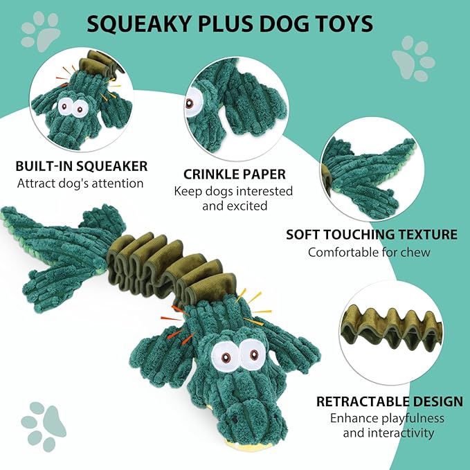 Squeaky Dog Toys for Large Dogs, Cute Puppy Toys, Plush Stuffed Pet Dog Toys with Crinkle Paper, Interactive Tug of War Dog Toys to Keep Them Busy for Small Medium Big Dogs
