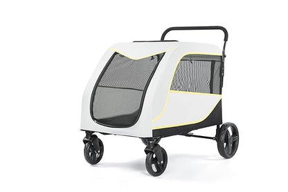 Extra Large Dog Stroller for Large Dogs, 176 Lbs Capacity Pet Stroller with All-Terrain Wheels, Foldable Design & Weather Cover, Luxury Dog Stroller with Air Mesh, Foot Brake & Storage Basket
