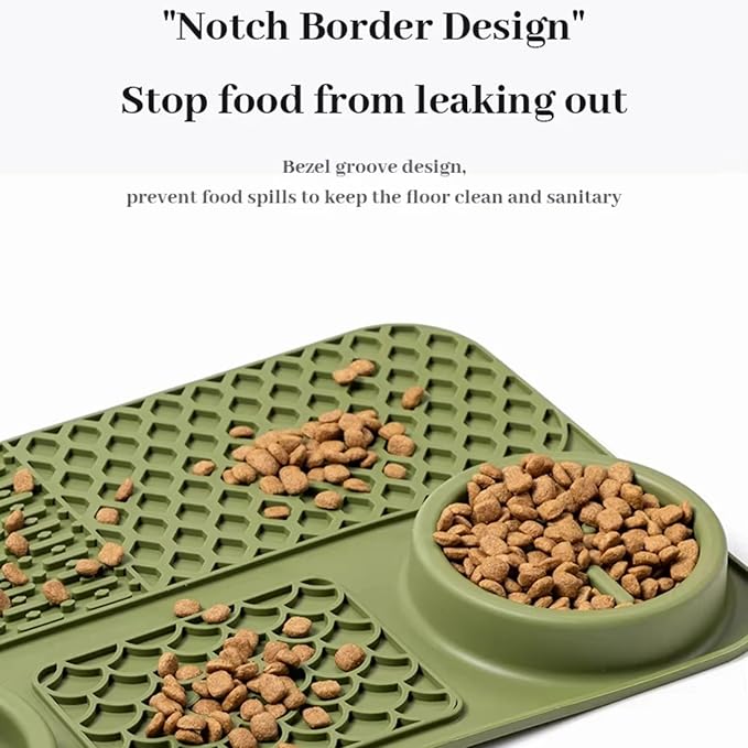 Cat Dog Slow Feeder Set Textured Slow Lick Mat & Drumstick Puzzle Toy Food Grade Silicone Easy to Clean Anti-Slip Base Pet Accessories (Mat+Toy-1 2pcs)