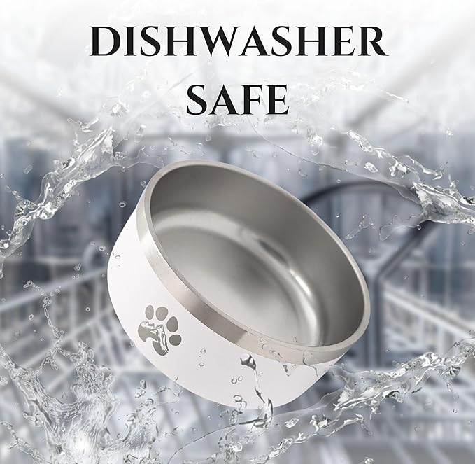 Stainless Steel Dog Bowl for Small-Large Dogs | Double Wall Insulated, Non-Slip Base Heavy Duty Water and Food Bowls for Dogs & Cats | Pet Safe BPA Free & Dishwasher Safe | 32 Oz - Khaki