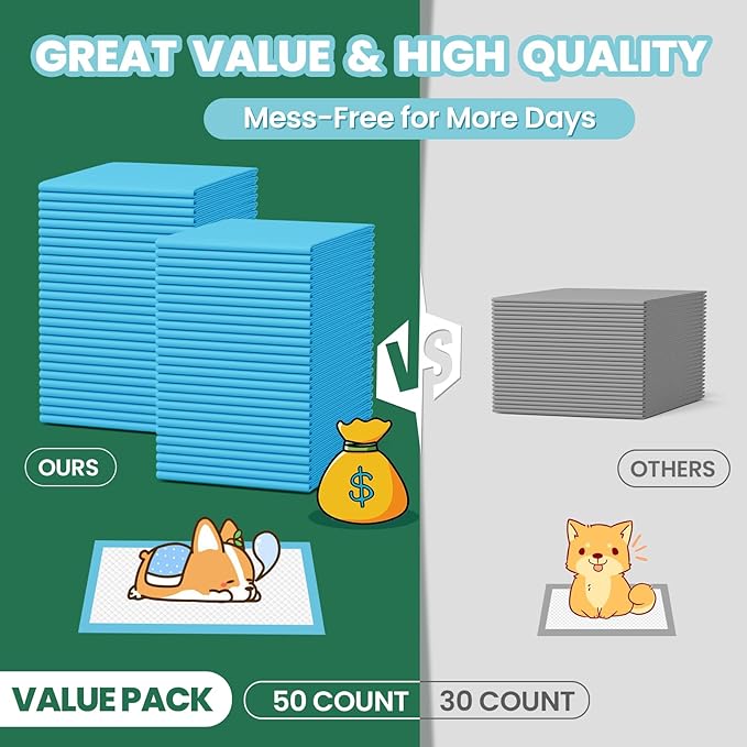 IMMCUTE Great Value Puppy Pads 30"x36", 50 Pack Pee Pads for Dogs XXL, Thicken Dog Pee Pads Extra Large for Potty Training, Disposable Leak-Proof & Absorbent Doggie Pads