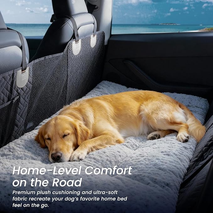 3.5" Thick Deluxe Plush Dog Bed Mat for Car, Comfy Dog Seat Cover, Pet Bed & Seat Cover Protector, Washable & Anti-Slip Travel Pet Mat, Fit for Backseat Extenders of Cars Trucks SUVs, 54" x 25”