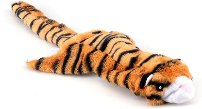 5 Pack Plush No Stuffing Double Squeaker Dog Toys, Tiger, Raccoon, Skunk, Fox, and Lion for Small, Medium and Large Dogs