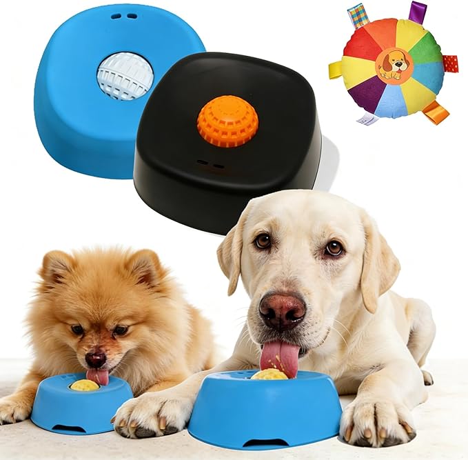 Slow Feed Liquid Dog Bowl, Dog Licking Bowl, Anti-Slip Entertained Lick Ball for Large Medium Small Dogs Wet Food, Water & Treats Dogs Anxiety Relief, Boredom and Post-Op Care (2Pcs-1)