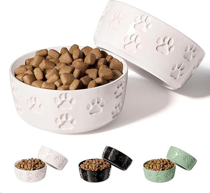 Ceramic Dog Bowl Set of 2 with Anti-Skid Base - 5" Wide x 2" Tall Ceramic Dog Bowls for Small Dogs - 2 Cup Capacity Food and Water Bowls for Dogs - Rubber Bottom Pet Bowl Set of 2 for Small Pets