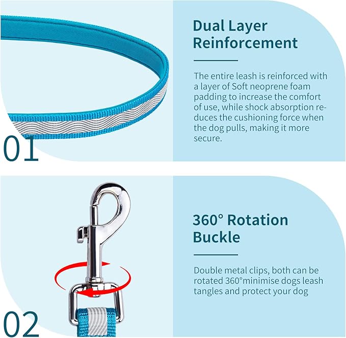 Hands Free Dog Leash, 4.25FT - 9FT Multifunctional Crossbody Waist Leash for Dogs Walking Reflective Running Dog Leashs for Medium and Large Dogs Walking,Jogging,Running,Training (Blue)