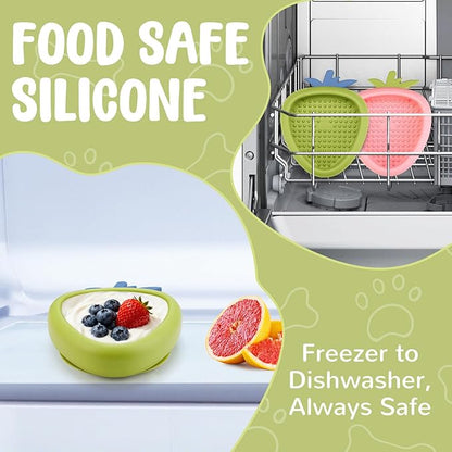 Freeze Dog Lick Bowl, Animire Non-Slip Slow Feeder Lick Mat for Dogs, Silicone Dog Enrichment Bowl for Distraction Anxiety Relief Boredom, BPA Free, Dishwasher Safe(Green,S)