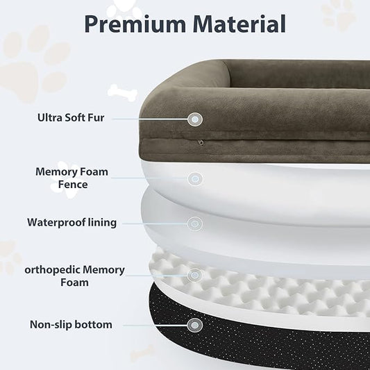 WNPETHOME Human Dog Bed for Adult, Washable Dog Couch with Removable Waterproof Cover, Orthopedic Large Pet Sofa Bed with Bolster Sides for Sleeping