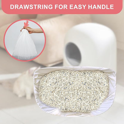 100Pack Extra Large Cat Litter Box Liners with Drawstring Compatible for Litter Box Litter Robot 4, 4Mil Thickened Cat Litter Bags, 9-11 Gallon Litter Liners for Litter Robot Bags