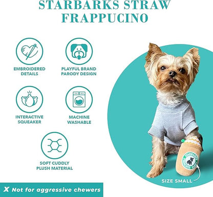 Haute Diggity Dog Starbarks Frappawcino, Plush Designer Dog Toys with Interactive Squeaker, Stimulating Pet Enrichment, Machine-Washable & Safe Materials for All Breeds, Size Small