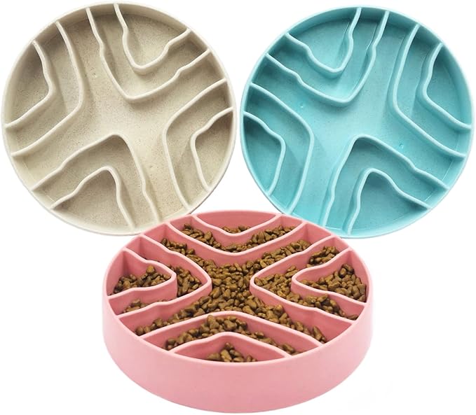 8 Inch Slow Eating Bowl - Healthy Design for Small & Medium Dogs & Cats - Anti Gulping, Cat & Dog Bowl, Slow Feeder