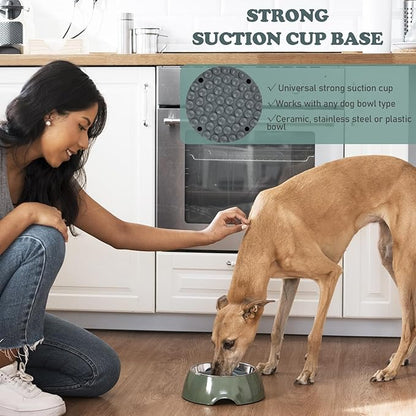 Slow Feeder Dog Bowls Insert, Silicone Slow Feeder Bowl with Strong Suction Cups Perfect for Stainless Steel Glass Ceramic Dog Bowls (Grey, Large Size)