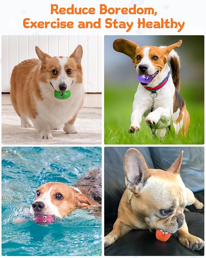 Squeaky Dog Toys, Soft Puppy Egg Balls, Funny Interactive Squeak Pet Chew Toy, [10 Pack] Fetch Play Balls Toy for Puppies Small Medium Breeds, 2.6"*1.8"