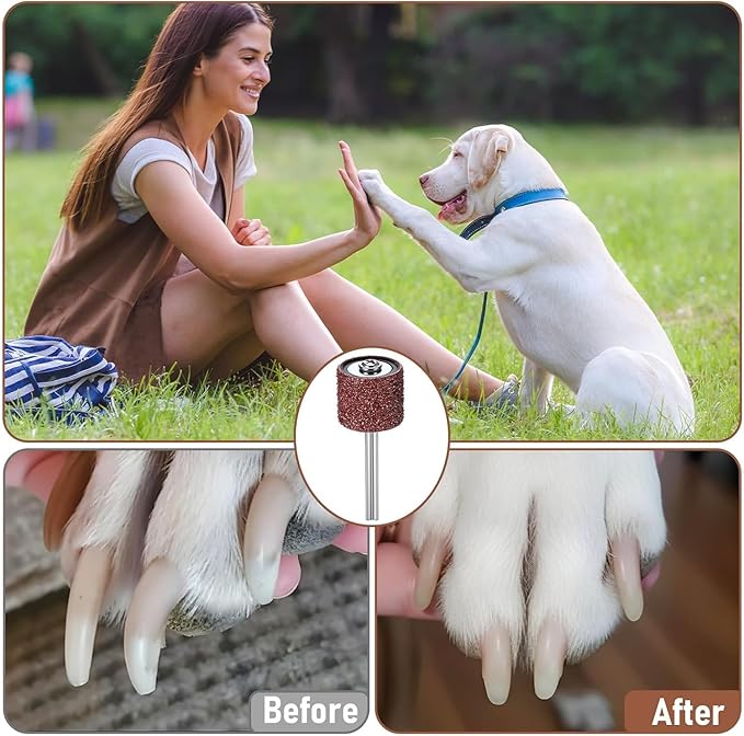 42 Pcs Pet Nail Grinder Replacement Kit with Grit Nail Smoother Sanding Drum Set Claw Grooming Supplies for Dog Claw Care