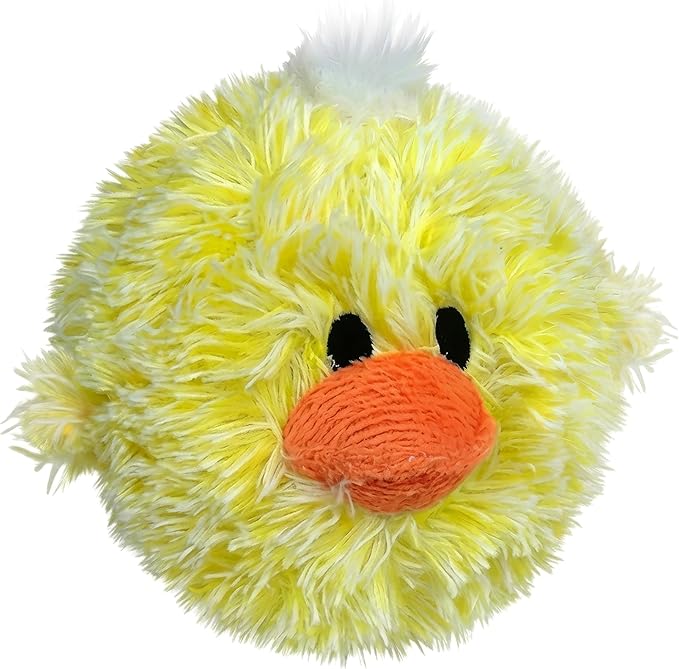 Pet Lou DOG'Z 4 Inch EZ Squeaky Chick Dog Plush Toy, Stuffing-Free Soft Plush, Durable Bouncy Squeaker Ball, Floats in Water, for Small & Medium Dogs, Yellow