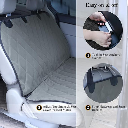 VIVAGLORY Dog Seat Cover Quickcover Seat Protector for Dog, Backseat Cover for Car SUV & Truck, Back Rear Backseat Bench Protector, Large, Grey