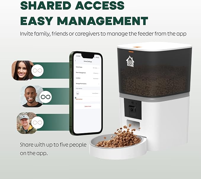 6L Automatic Cat Feeder with Camera – WiFi Smart Pet Feeder for Cats & Dogs, HD Video with Night Vision, App Control, 2-Way Audio, Portion Scheduling – White
